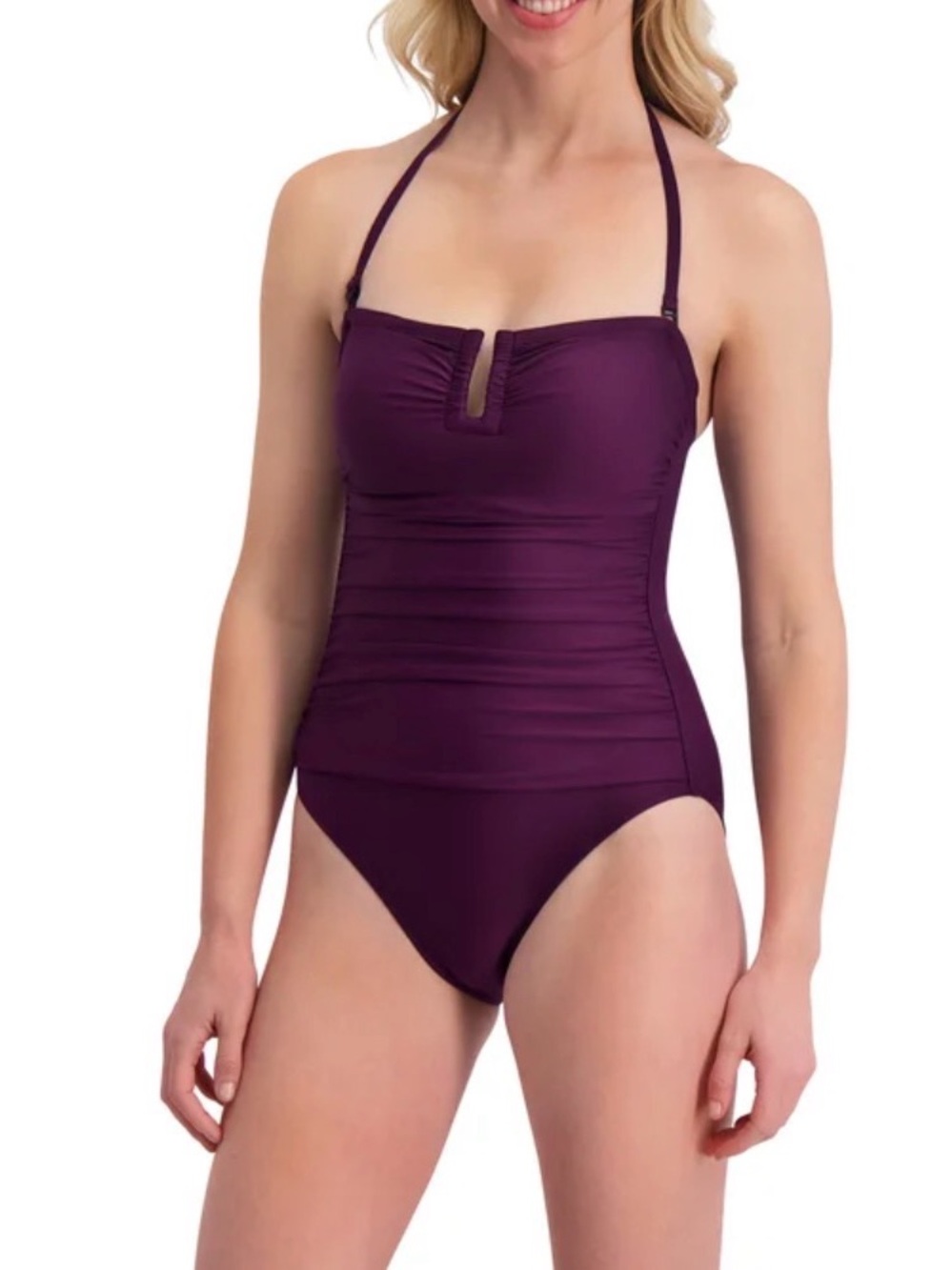NWT DKNY Purple Ruched One-Piece Swimsuit Size Small,Large - Picture 8 of 8